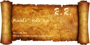 Radó Réka névjegykártya